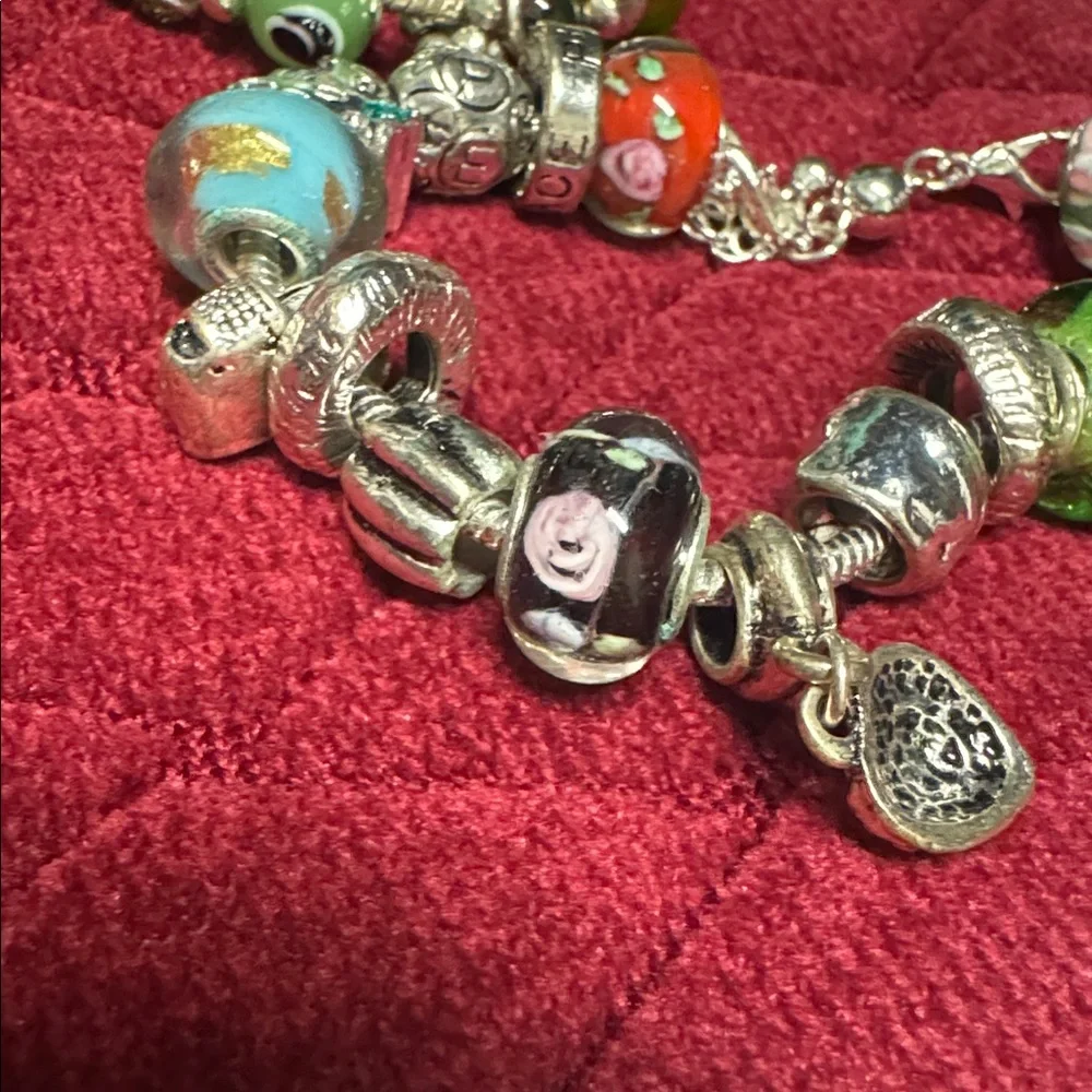 2 glass Bead and Elegant Silver Bracelets. In great condition.